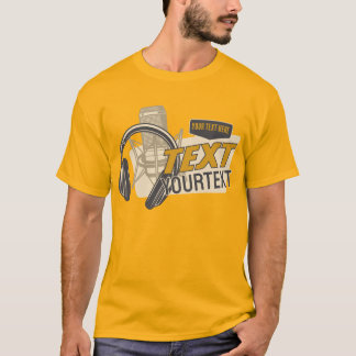 Mic & Headphones T-Shirt with Custom Text