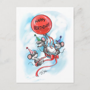 Mic, Mac and Moe’s Happy Birthday Celebration Holiday Postcard