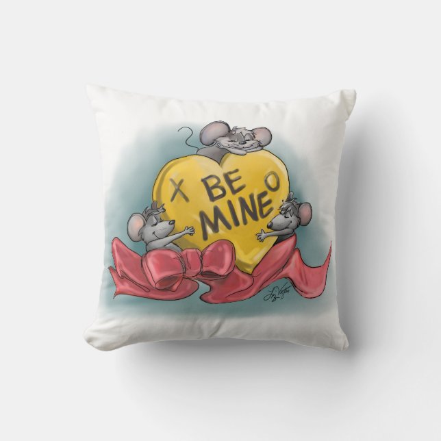 Mic, Mac and Moe’s Happy Valentine’s Day Throw Pillow (Front)