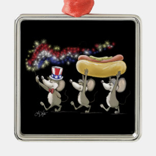 Mic, Mac And Moe's 4th Of July Night Picnic Metal Ornament