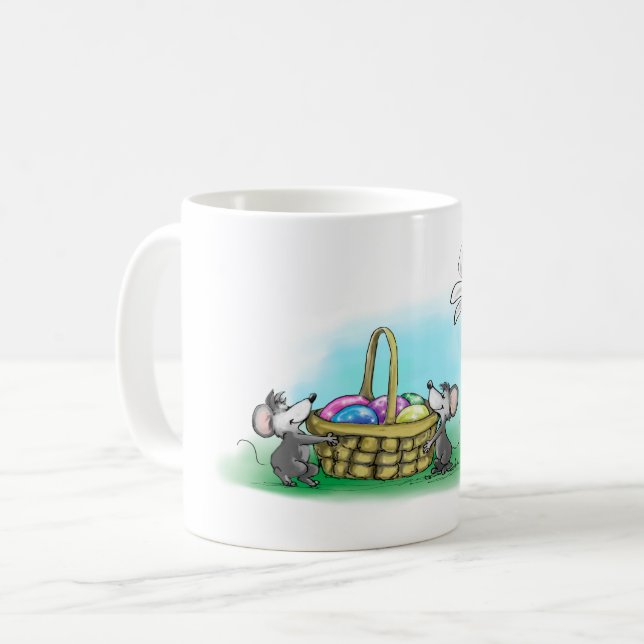 Mic, Mac and Moe's Happy Easter Coffee Mug (Front Left)