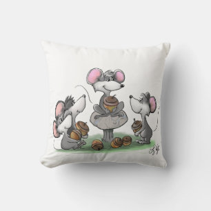 Mic, Mac and Moe's Happy Father's Day Illustration Throw Pillow