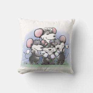 Mic, Mac and Moe's Happy Mother's Day Illustration Throw Pillow