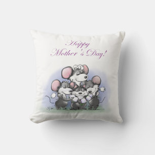 Mic, Mac and Moe's Happy Mother's Day Throw Pillow