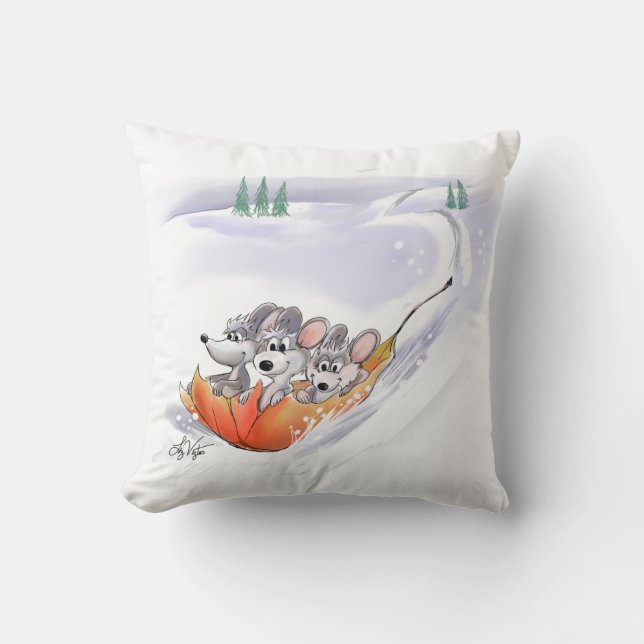 Mic, Mac et Moe's Winter Holiday Coussin (Recto)