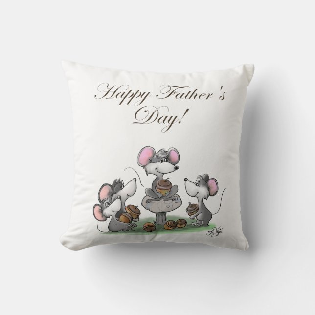 Mic, Mac & Moe's Father's Day Greeting/Image Throw Pillow (Front)