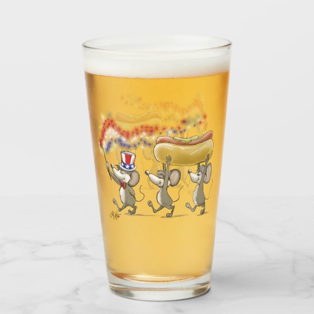 Mic, Mac & Moe's Happy 4th of July Glass Cup (Front Filled)