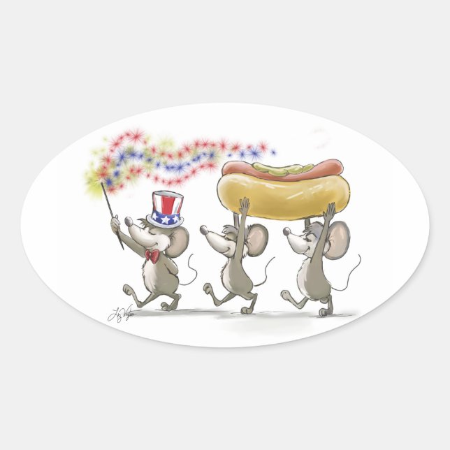 Mic, Mac & Moe's Happy 4th of July Sticker (Front)