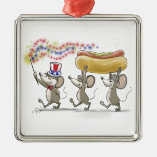 Mic, Mac & Moe's Happy 4th Premium Square Ornament
