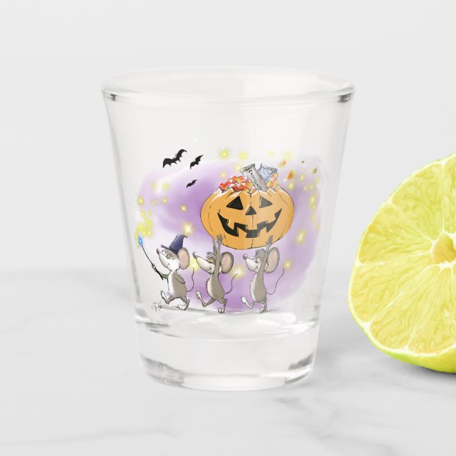Mic, Mac & Moe's Happy Halloween Shot glass (Front)