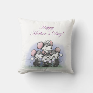 Mic, Mac & Moe's Mother's Day Greeting/Image Throw Pillow