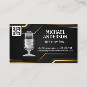 Mic Podcast Host QR Code Business Card