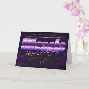 Micaela Name Vorname lila retro Karte Geburtstag Card