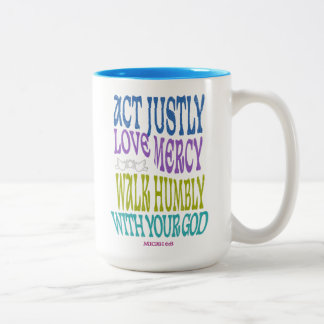 Micah 6:8 Colorful Scripture Customizable Two-Tone Coffee Mug