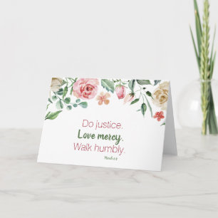 Micah 6:8 Rose and Creme Floral Watercolor Note Card