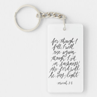 Micah 7:8 Handlettered Bible Verse Canvas Bag Keychain