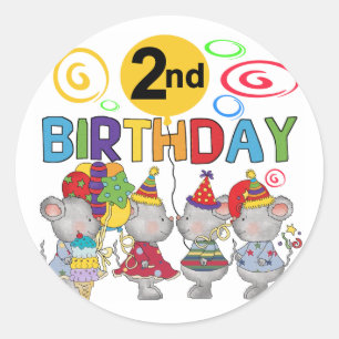 Mice 2nd Birthday T-shirts and Gifts Classic Round Sticker