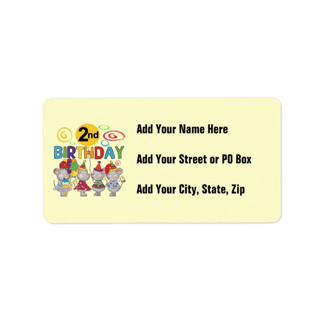 Mice 2nd Birthday T-shirts and Gifts Label (Front)