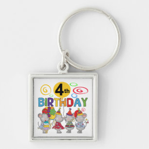 Mice 4th Birthday T-shirts and Gifts Keychain