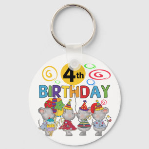Mice 4th Birthday T-shirts and Gifts Keychain
