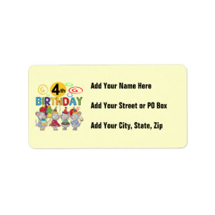 Mice 4th Birthday T-shirts and Gifts Label
