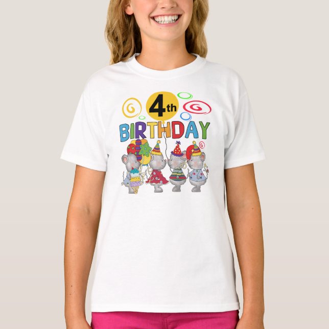 Mice 4th Birthday T-shirts et cadeaux (Devant)