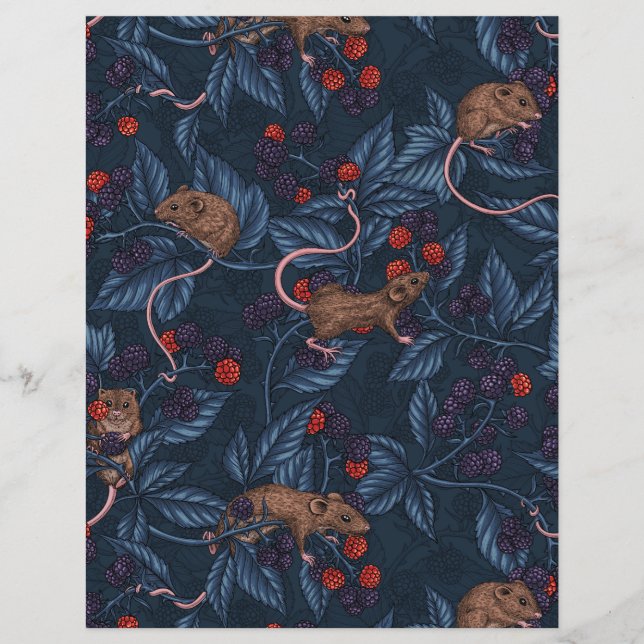 Mice and blackberries on navy (Front)