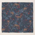 Mice and blackberries on navy scarf<br><div class="desc">Hand drawn mice and blackberry branches, seamless vector pattern</div>