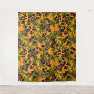 Mice and blackberries on orange Tapestry