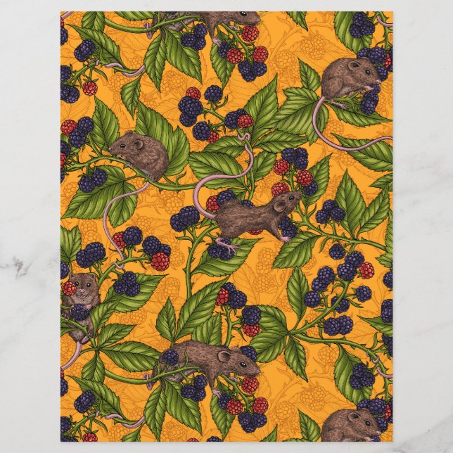 Mice and blackberries on yellow (Front)