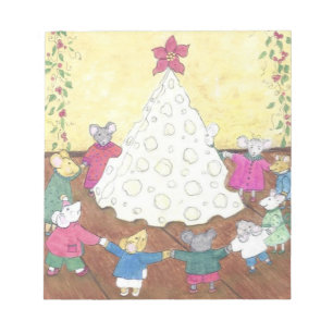 Mice around a Cheese Christmas Tree Notepad