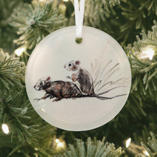 Mice by Hevener Glass Ornament