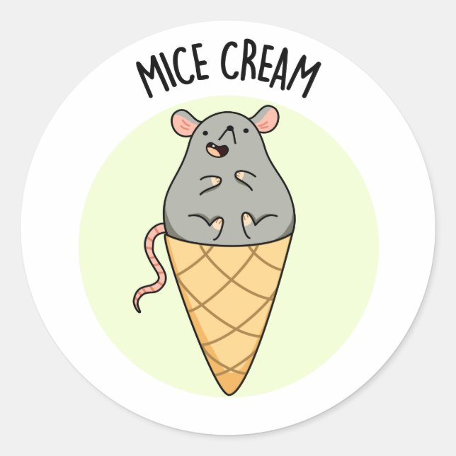 Mice Cream Funny Ice Cream Pun  Classic Round Sticker (Front)