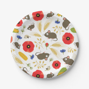 : Mice in Grain Field Paper Plate