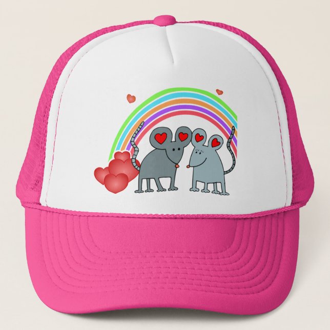Mice in Love Valentines Trucker Hat (Front)