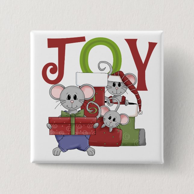 Mice JOY Christmas T-shirts and Gifts 2 Inch Square Button (Front)