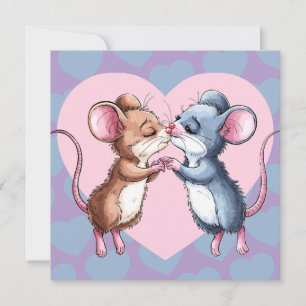 Mice Kissing Valentine's Day Hearts Love Card