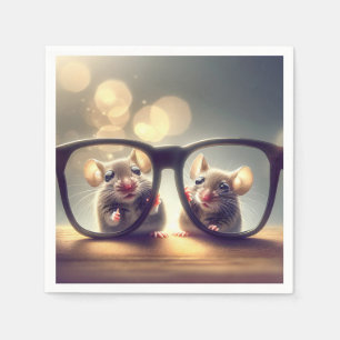 Mice Looking Through Big Glasses  Napkin