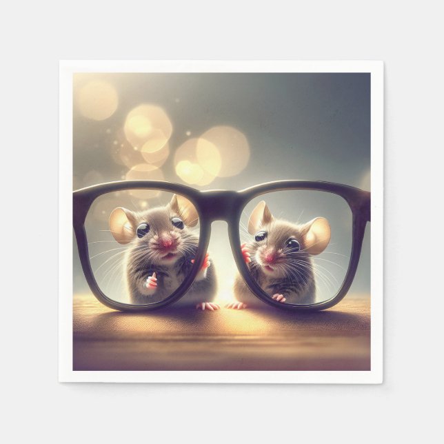 Mice Looking Through Big Glasses  Napkin (Front)