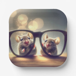 Mice Looking Through Big Glasses  Paper Plate