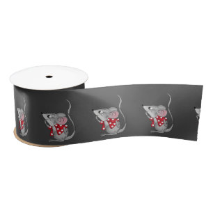 Mice on Gray  Satin Ribbon