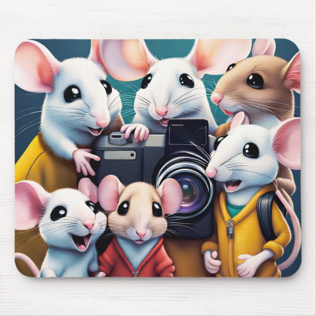 Mice Posing With A Camera Mouse Pad (Front)