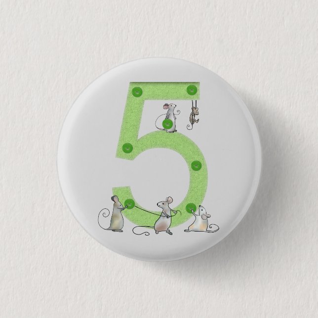 Mice Sew Five 1 Inch Round Button (Front)