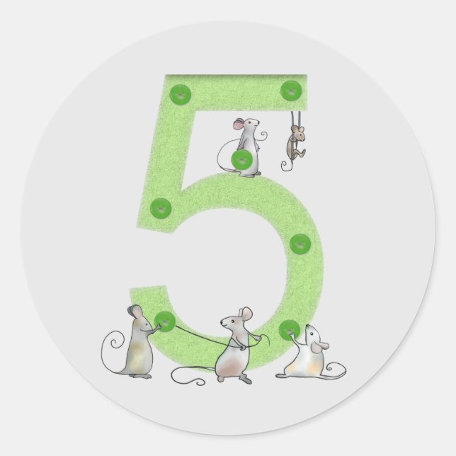 Mice sew five classic round sticker (Front)