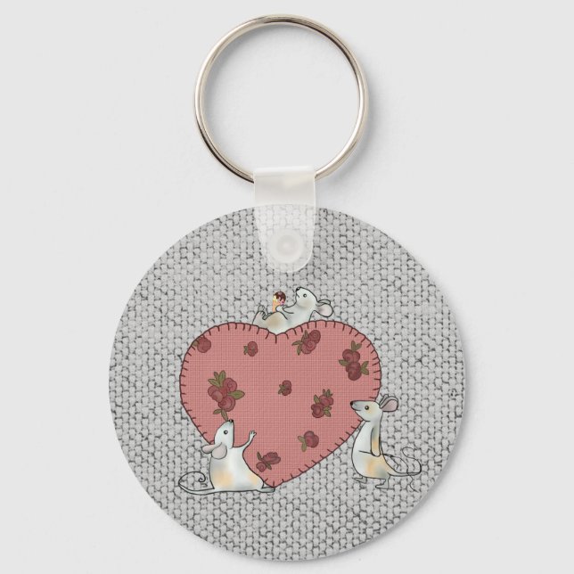 Mice sew hearts keychain (Front)