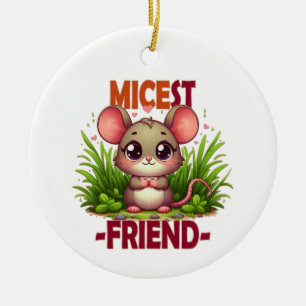 Micest Friend funny pun Cute baby Mouse cartoon Ceramic Ornament