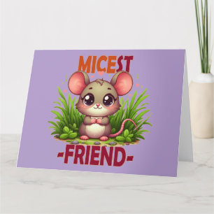 Micest Friend funny pun Cute baby Mouse cartoon Thank You Card