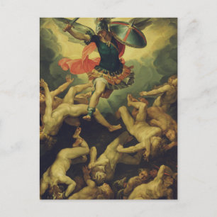 Michael and the Fallen Angels Giuseppe Cesari Art Postcard