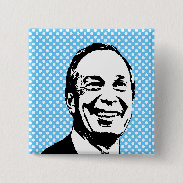 Michael Bloomberg 2 Inch Square Button (Front)