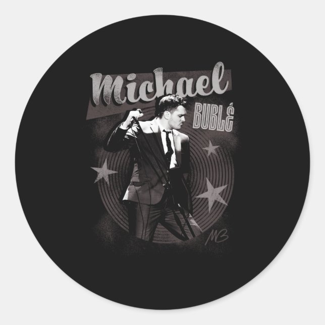 Michael Bublã© On The Mic Style Classic Round Sticker (Front)